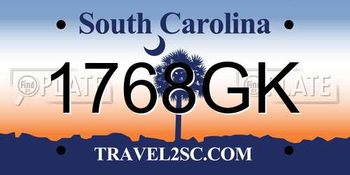 1768GK South Carolina License Plate