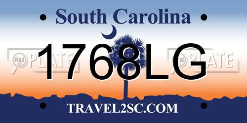 1768LG South Carolina License Plate