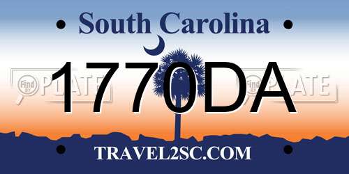 1770DA South Carolina License Plate