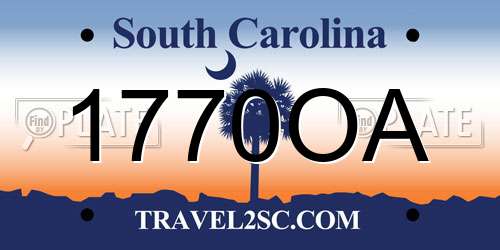 1770OA South Carolina License Plate