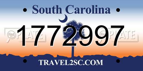 1772997 South Carolina License Plate