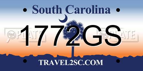 1772GS South Carolina License Plate