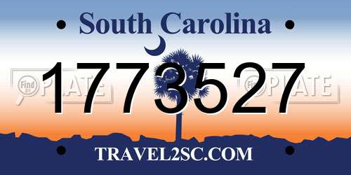 1773527 South Carolina License Plate