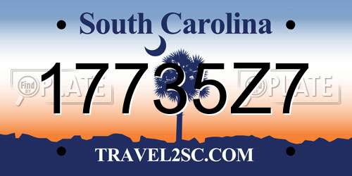 17735Z7 South Carolina License Plate