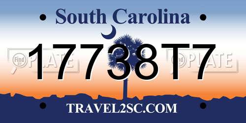 17738T7 South Carolina License Plate