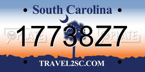 17738Z7 South Carolina License Plate