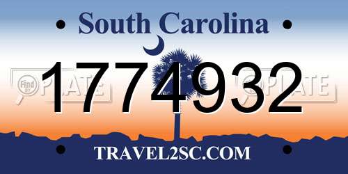 1774932 South Carolina License Plate