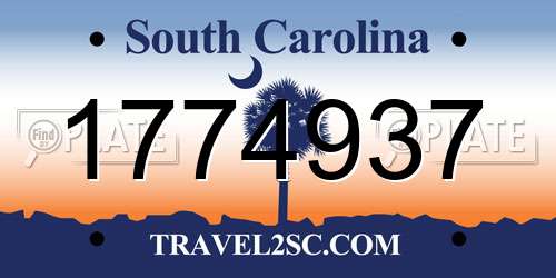 1774937 South Carolina License Plate