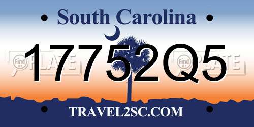17752Q5 South Carolina License Plate