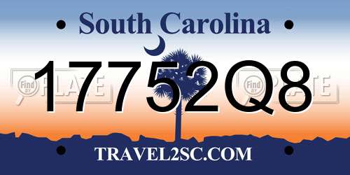 17752Q8 South Carolina License Plate