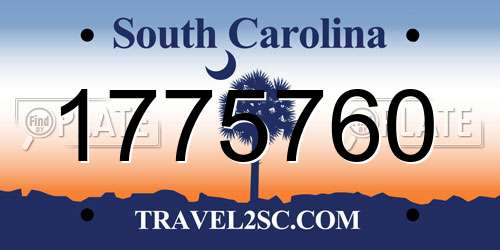 1775760 South Carolina License Plate
