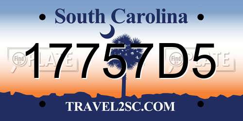 17757D5 South Carolina License Plate