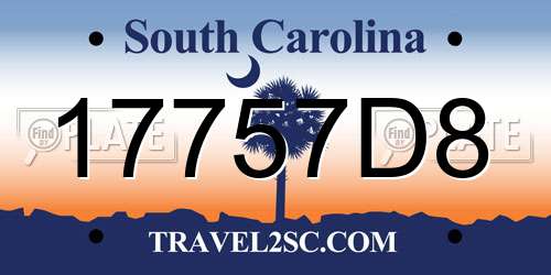 17757D8 South Carolina License Plate