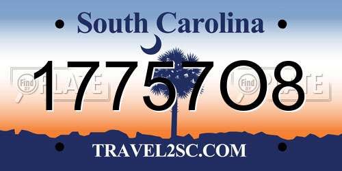 17757O8 South Carolina License Plate