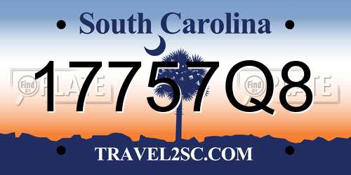17757Q8 South Carolina License Plate