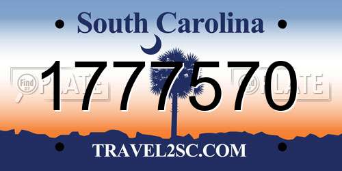 1777570 South Carolina License Plate