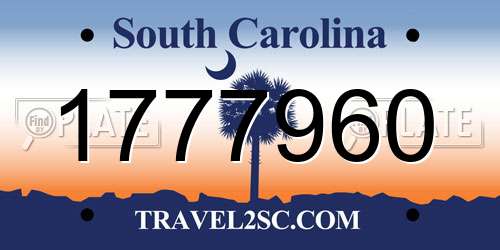 1777960 South Carolina License Plate