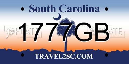 1777GB South Carolina License Plate