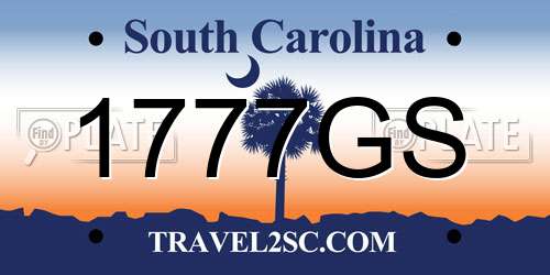 1777GS South Carolina License Plate
