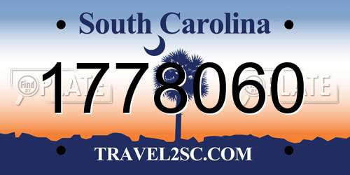 1778060 South Carolina License Plate
