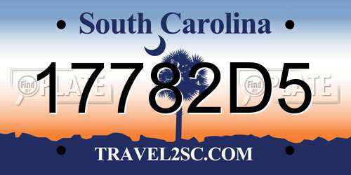 17782D5 South Carolina License Plate