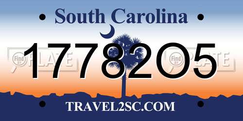 17782O5 South Carolina License Plate
