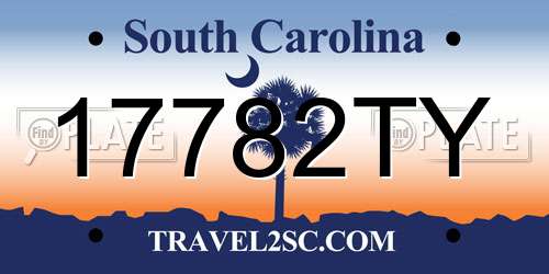17782TY South Carolina License Plate