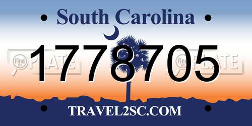 1778705 South Carolina License Plate