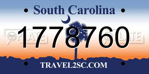 1778760 South Carolina License Plate