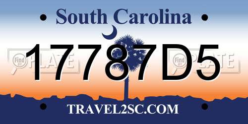 17787D5 South Carolina License Plate