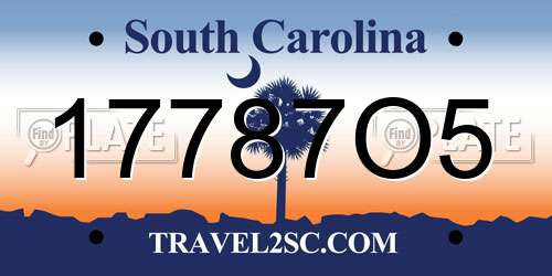 17787O5 South Carolina License Plate