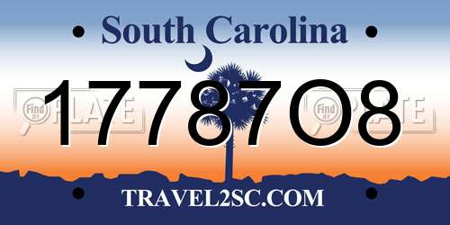 17787O8 South Carolina License Plate