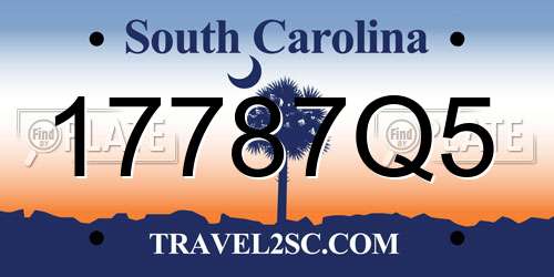 17787Q5 South Carolina License Plate