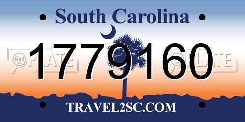 1779160 South Carolina License Plate