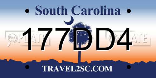 177DD4 South Carolina License Plate
