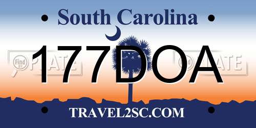 177DOA South Carolina License Plate