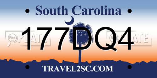 177DQ4 South Carolina License Plate