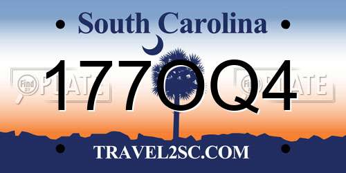 177OQ4 South Carolina License Plate