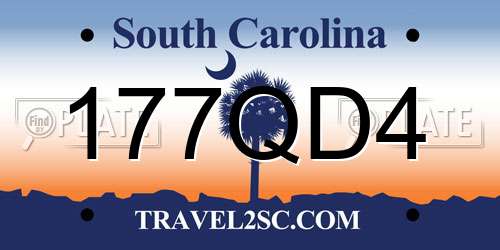 177QD4 South Carolina License Plate