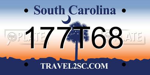 177T68 South Carolina License Plate
