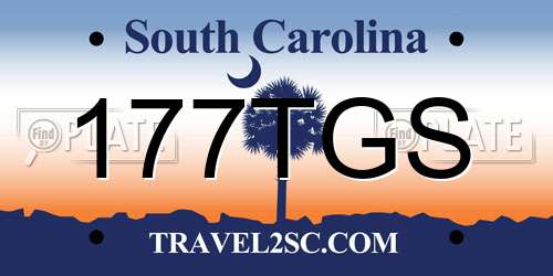 177TGS South Carolina License Plate