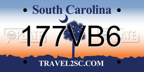 177VB6 South Carolina License Plate