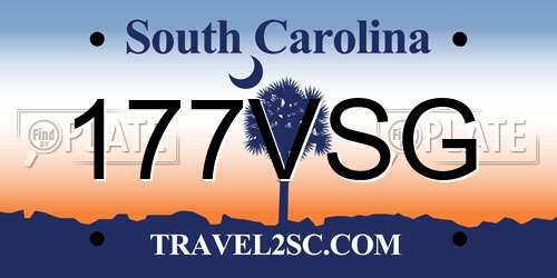 177VSG South Carolina License Plate