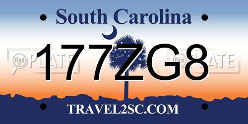 177ZG8 South Carolina License Plate