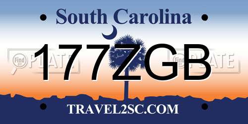 177ZGB South Carolina License Plate
