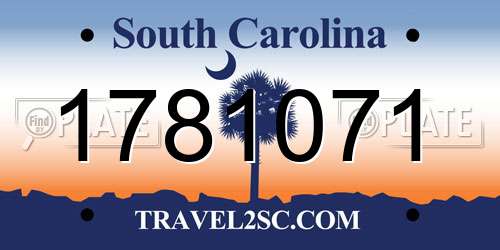 1781071 South Carolina License Plate