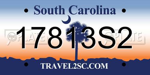 17813S2 South Carolina License Plate