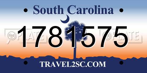 1781575 South Carolina License Plate