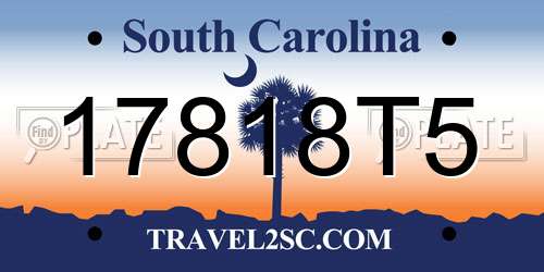 17818T5 South Carolina License Plate