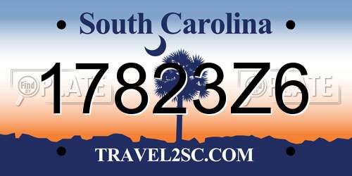 17823Z6 South Carolina License Plate